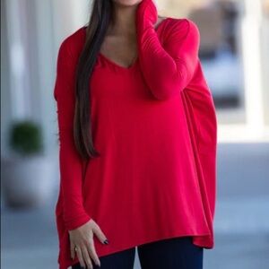 PIKO 1988 long sleeve red v-neck top size medium